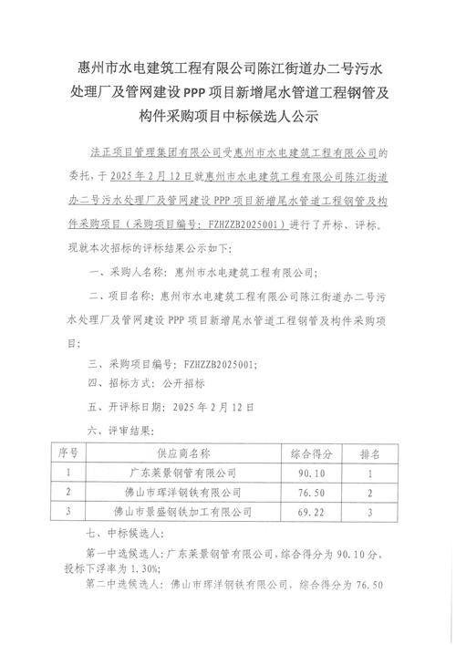 采购项目中标候选人公示正文内容联系方式相关产品污水处理厂及管网